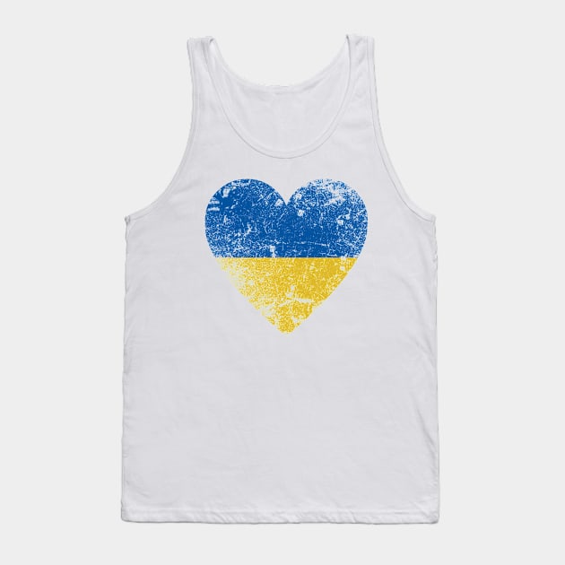 Ukraine Flag Heart, Distressed Style, Ukrainian Flag - Gift For Men, Women & Kids Tank Top by Art Like Wow Designs